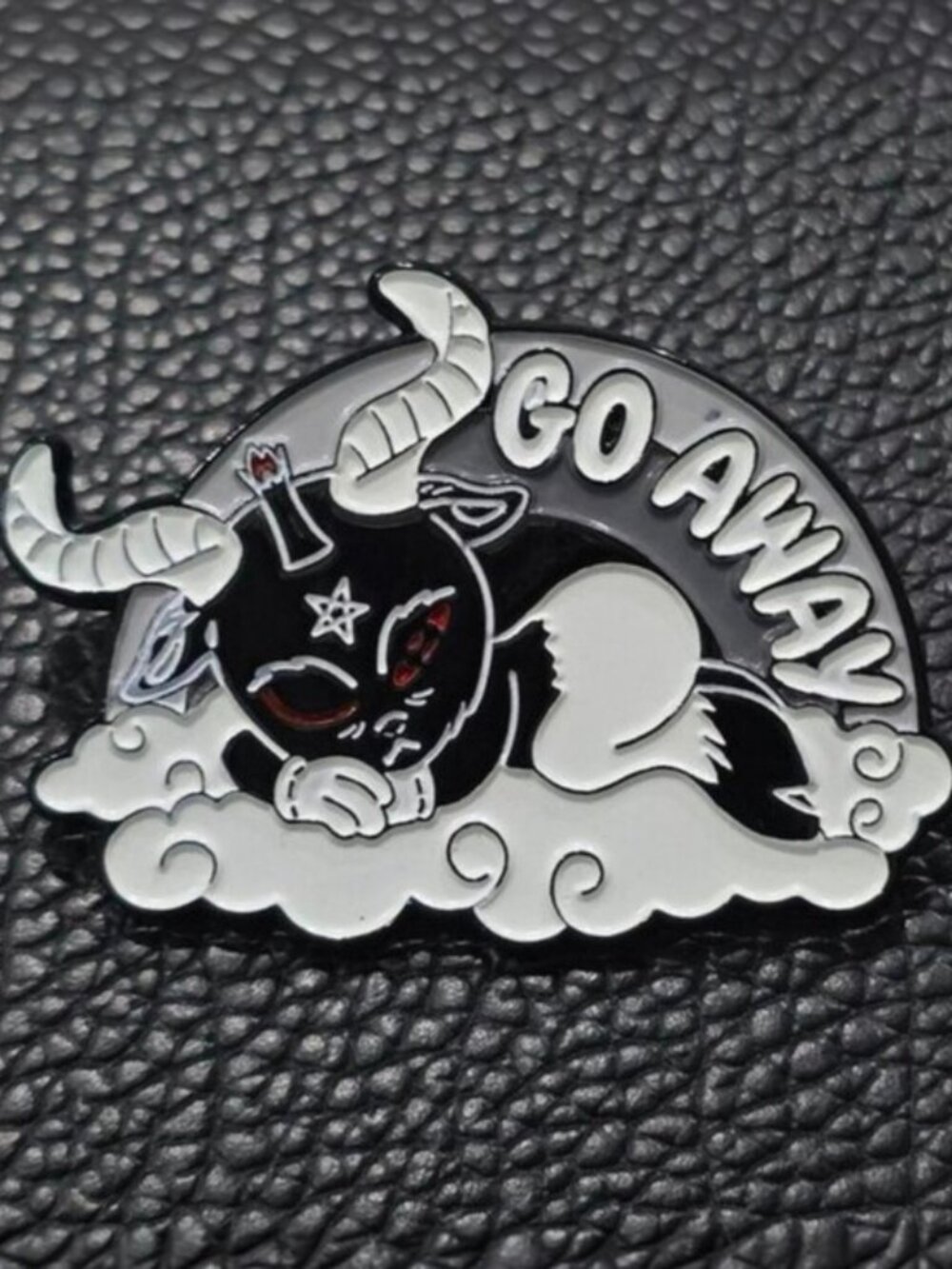 Killstar Go Away Enamel Pin Occult Cute Lounging Baphomet Snarky Cloud Accessory